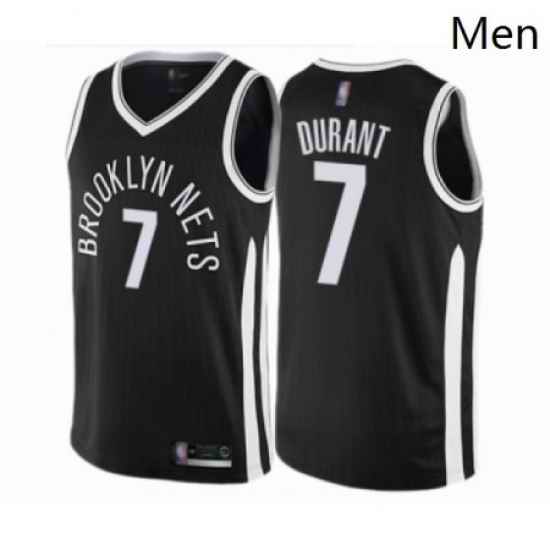 Mens Brooklyn Nets 7 Kevin Durant Authentic Black Basketball Jersey City Edition